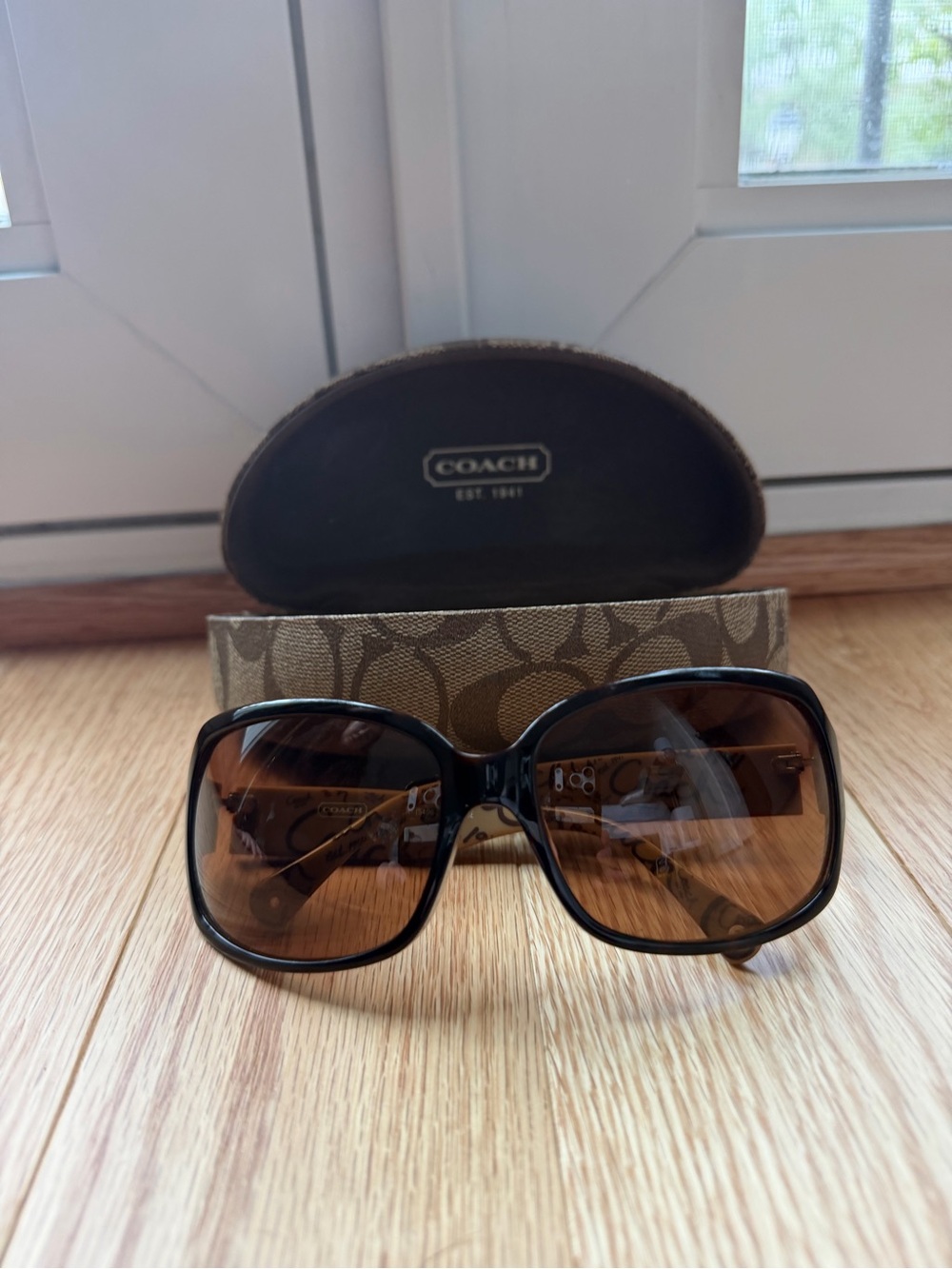 Vintage Coach Ginger S496 Tortoise Oversized Sunglasses and Case